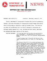Department of Transportation News Releases January 1974