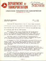 Department of Transportation News Urban Mass Transportation Administration DOT2669