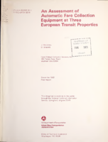 An Assessment of Automatic Fare Collection Equipment at Three European Transit Properties