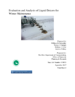 Evaluation and analysis of liquid deicers for winter maintenance  final report
