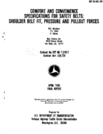 Comfort and Convenience Specifications for Safety Belts Shoulder Belt Fit Pressure and Pullout Forces