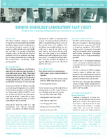 Binder Rheology Laboratory Fact Sheet  Research that is Essential Indispensable and Connected to our Customers 2002