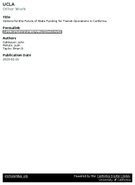 Options for the Future of State Funding for Transit Operations in California Informing the Future of the Transportation Development Act