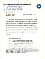 US Department of Transportation News Office of Public and Consumer Affairs UMTA Technical Notice 1