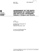 Assessment of the SafetyRelevance of Pedestrian and Bicyclist Programs Volume 1 Conduct and Results