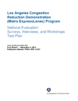 Los Angeles congestion reduction demonstration Metro ExpressLanes program National evaluation  surveys interviews and workshops test plan
