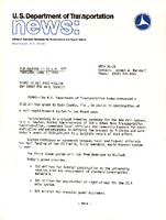 US Department of Transportation News Office of Assistant Secretary for Governmental and Public Affairs UMTA 3579 Miami to Get 100 Million DOT Grant for Rail Transit
