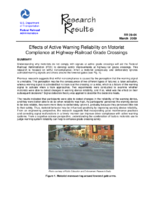 Effects of Active Warning Reliability on Motorist Compliance at HighwayRailroad Grade Crossings Research Results