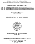Critical Evaluation of Parameters Affecting Resilient Modulus Tests on Subgrades Appendices and Supporting Data