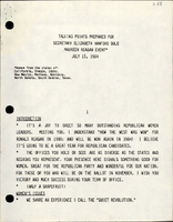 Talking Points for Secretary of Transportation Elizabeth Hanford Dole at the Maureen Reagan Event