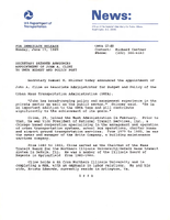 Secretary Skinner Announces Appointment of John A Cline to UMTA Budget and Policy Post