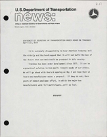 Statement of Secretary of Transportation Brock Adams on Transbus April 27 1979