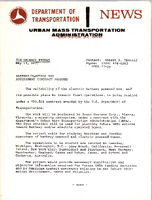 Department of Transportation News Urban Mass Transportation Administration UMTA 7728 BatteryElectric Bus Assessment Contract Awarded