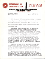 Department of Transportation News Urban Mass Transportation Administration UMTA 7529