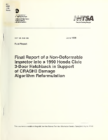 Final report of a nondeformable impactor into a 1990 Honda Civic 3door hatchback in support of CRASH3 damage algorithm reformulation