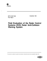 Field Evaluation Of The Radar Control Systems Rcs Radar AntiCollision Warning System Final Report