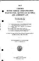 Uniform Motor Vehicle Administration Registration Certificate of Title and Antitheft Act