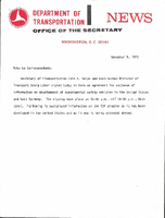 Department of Transportation News Releases for November 1970