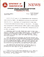 Department of Transportation News Urban Mass Transportation Administration UTMA 7655