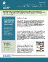 Integrating Resilience into Agency Operations Colorado Department of Transportation