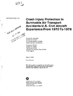Crash Injury Protection in Survivable Air Transport Accidents  United States Civil Aircraft Experience From 1970 Through 1978
