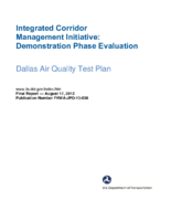 Integrated corridor management initiative  demonstration phase evaluation Dallas air quality test plan