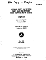 Automatic Safety Belt Systems Owner Usage and Attitudes In GM Chevettes and VW Rabbits May 1980