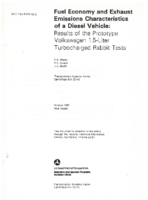 Fuel Economy and Exhaust Emissions Characteristics of a Diesel Vehicle  Results of the Prototype Volkswagen 15 Liter Turbocharged Rabbit Tests