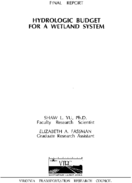 Hydrologic budget for a wetland system