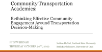 Community Transportation Academies Rethinking Effective Community Engagement Around Transportation DecisionMaking Webinar