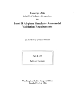 Transcript of the Joint FAAIndustry Symposium on Level B Airplane simulator aeromodel validation requirements