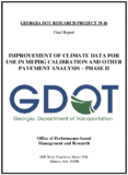 Improvement of Climate Data for Use in MEPDG Calibration and Other Pavement Analysis  Phase II