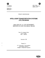 Intelligent Transportation Systems ITS Program Analysis Of US DOTSponsored Reports On NonTechnical Issues Project Memorandum