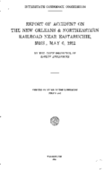 Interstate Commerce Commission Report of the Accident  Investigation Occurring on the NEW ORLEANS AND NORTHEASTERN RAILROAD EASTABUCHIE MS