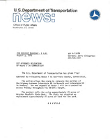 Department of Transportation News Releases August 1978