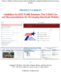Guidelines for ME Traffic Database the TDSS Use and Recommendations for Developing Interfacial Modules
