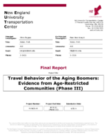 Travel Behavior of the Aging Boomers  Evidence From AgeRestricted Communities Phase III