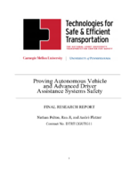 Proving Autonomous Vehicle and Advanced Driver Assistance Systems Safety Final Research Report