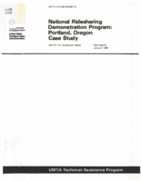 National Ridesharing Demonstration Program Portland Oregon Case Study