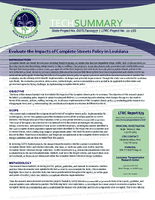 Evaluate the Impacts of Complete Streets Policy in Louisiana Tech Summary