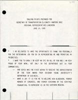 Talking Points Prepared for Secretary of Transportation Elizabeth Hanford Dole Regional Representatives Luncheon