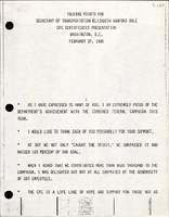 Talking Points for Secretary of Transportation Elizabeth Hanford Dole CFC Certificates Presentation