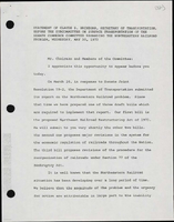 Statement of Claude S Brinegar Secretary of Transportation Before the Subcommittee on Surface Transportation of the Senate Commerce Committee Regarding the Northeastern Railroad Problem