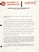 Statement by United States Secretary of Transportation John A Volpe