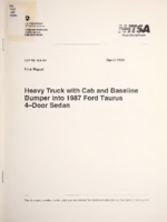 Heavy truck with cab and baseline bumper into 1987 Ford Taurus 4door sedan