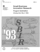 Small Business Innovation Research  Program Solicitation Closing Date  May 3 1993