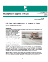 Field Usage of Alternative Deicers for Snow and Ice Control  Transportation Research Synthesis