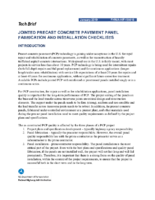 Jointed Precast Concrete Pavement Panel Fabrication and Installation Checklists