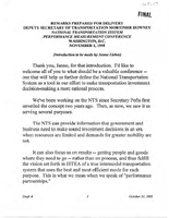 Deputy Secretary of Transportation Mortimer Downey Speeches November 1995