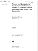 Review and Evaluation of Analyses on the Economic Impact of Rate and Service Cooperation by Ocean Liner Companies